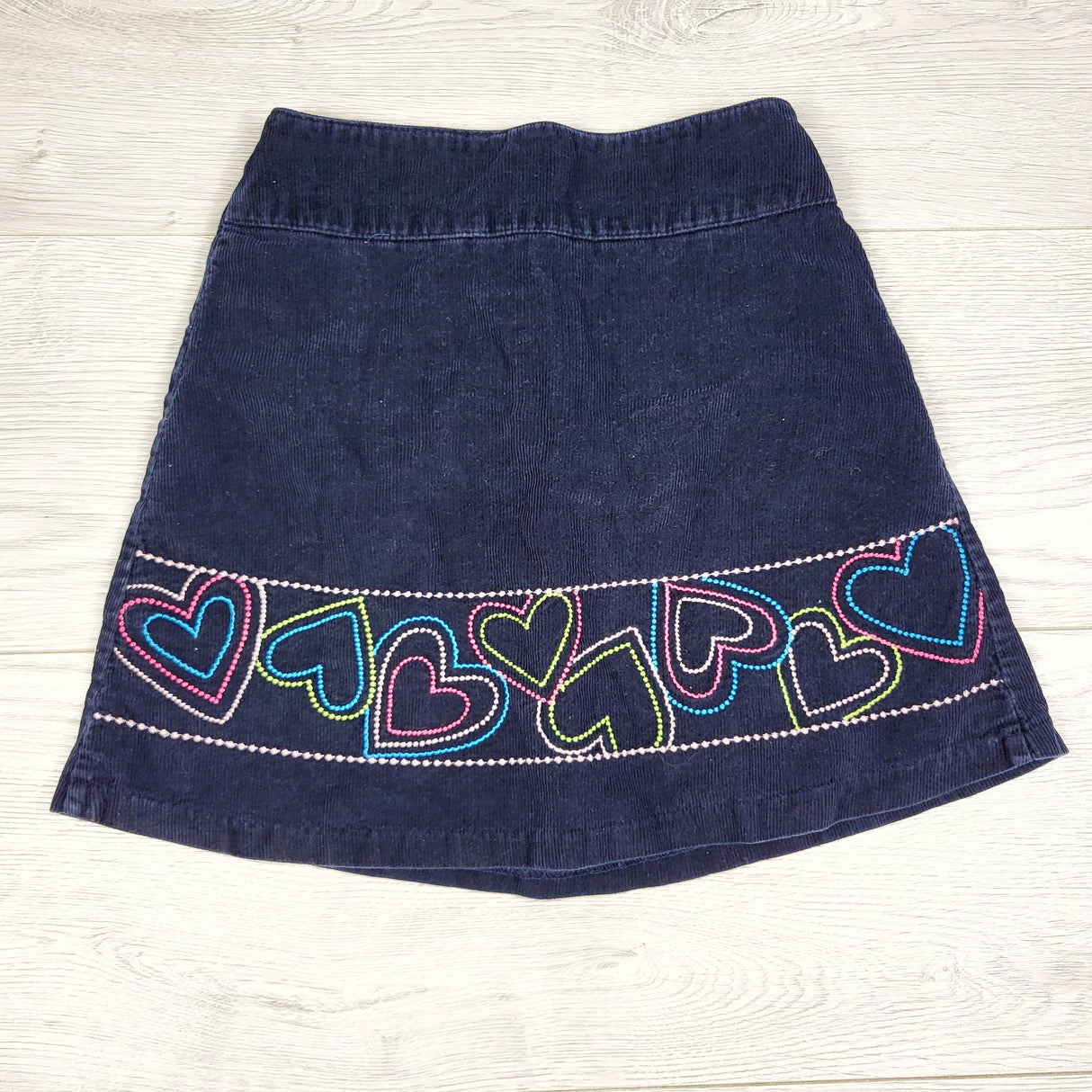 Navy corduroy skirt with hearts. Size 4T