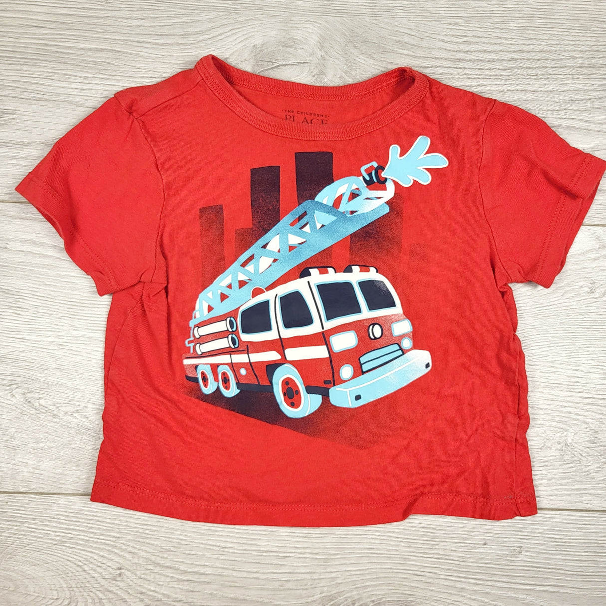 Children's Place red t-shirt with fire truck. Size 12-18 months