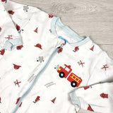 Tuffy white zippered sleeper with fire truck. Size 18 months
