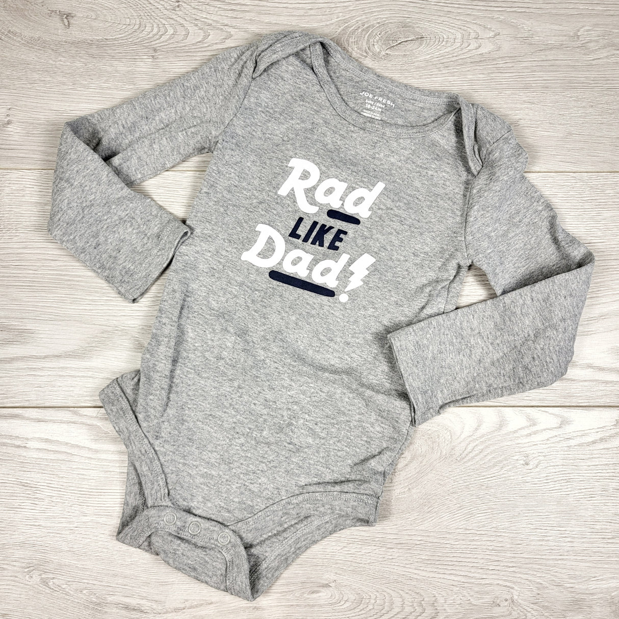 Joe Fresh grey "Rad Like Dad" bodysuit. Size 18-24 months