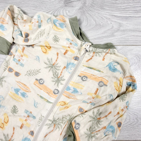 Milkberry zippered bamboo sleeper with surf theme. Size 0-3 months