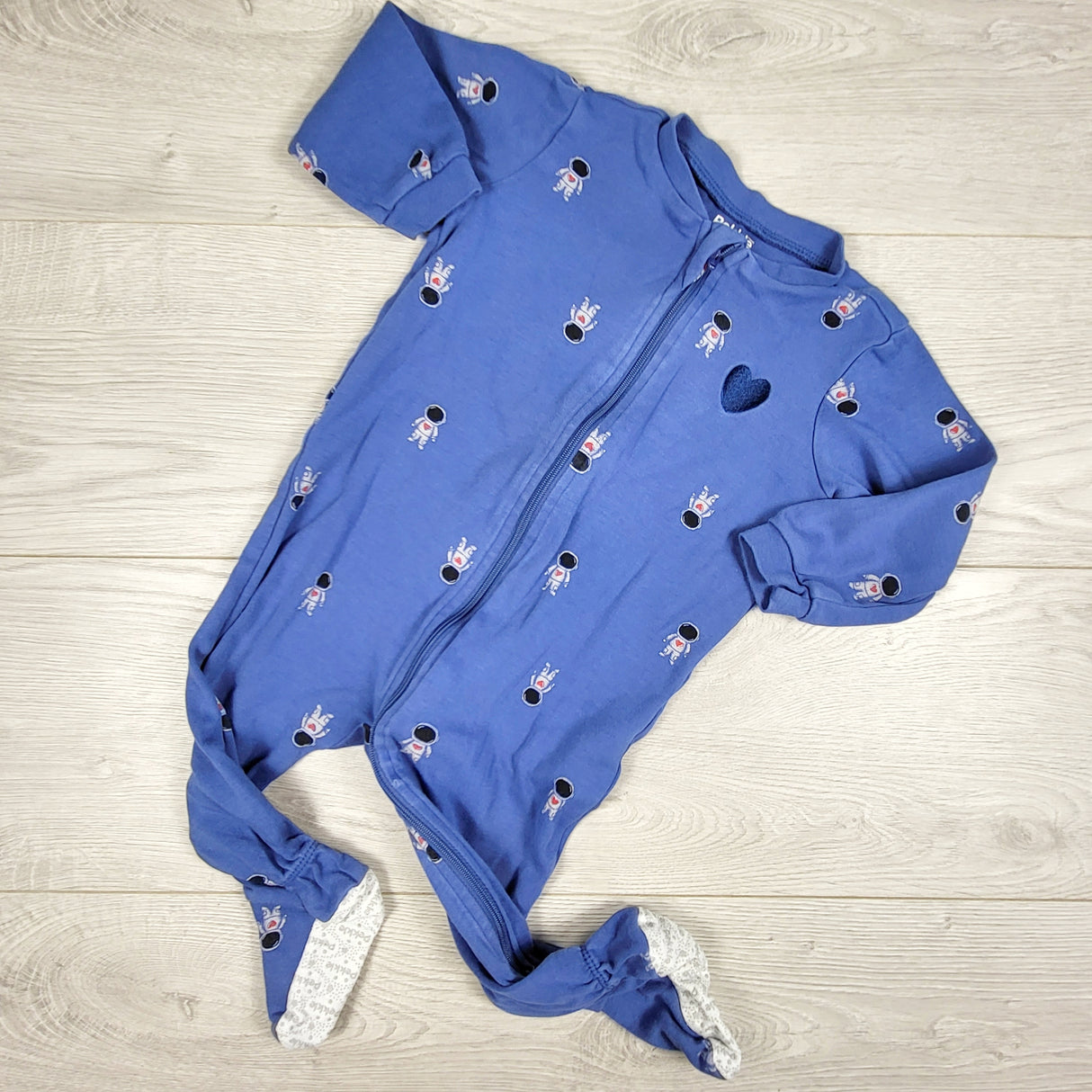 Pekkle blue zippered astronaut sleeper. Size 12 months