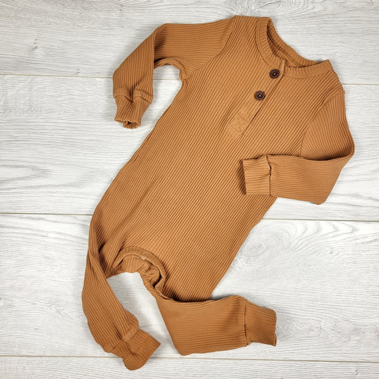 Tan ribbed romper. Size 9 months