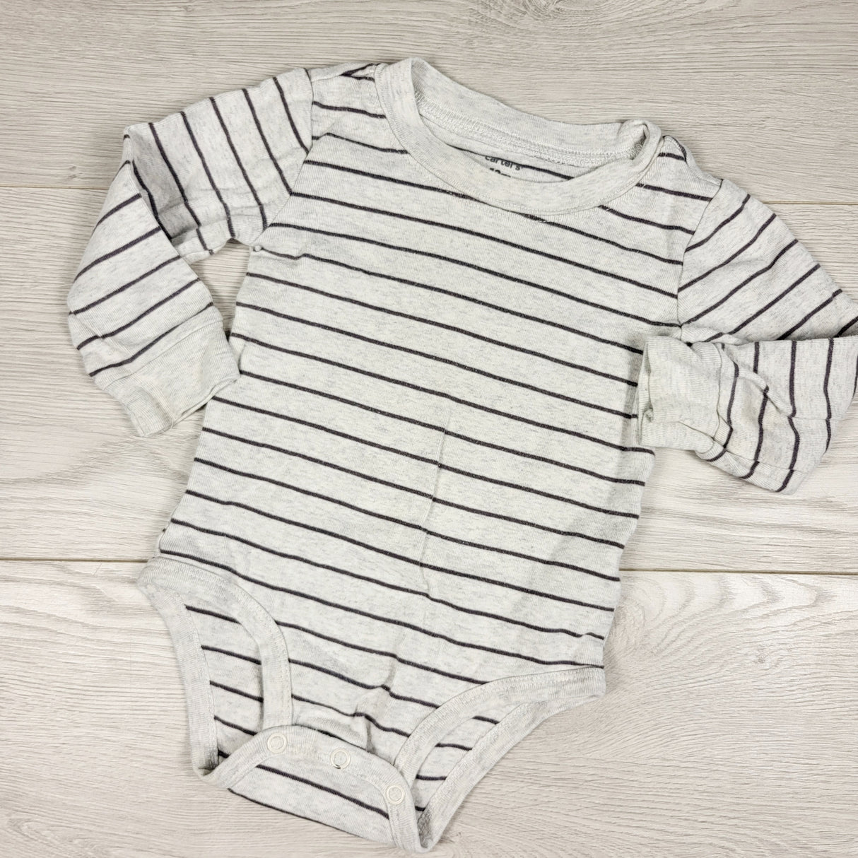 Carters grey striped bodysuit. Size 12 months