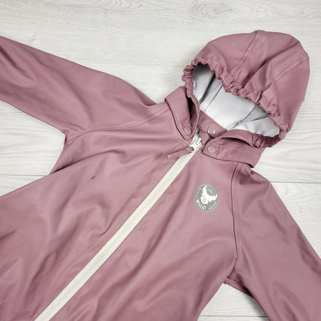 Wheat Kids pink hooded one piece "Mika" rain suit. Size 12 months - AS IS