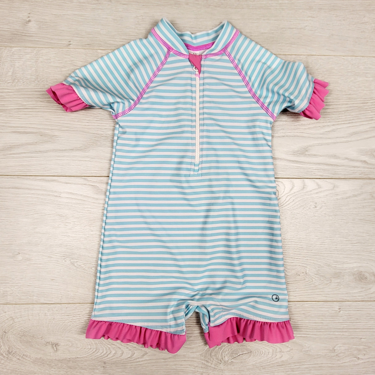 Ripzone Shoreline blue striped one piece swimsuit. Size 12-18 months