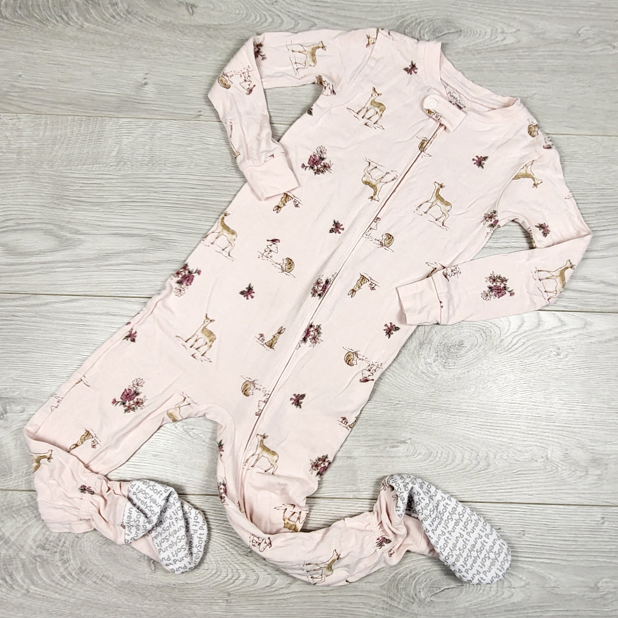 Carters pink "Purely Soft" bamboo FEEL sleeper with deer. Size 24 months