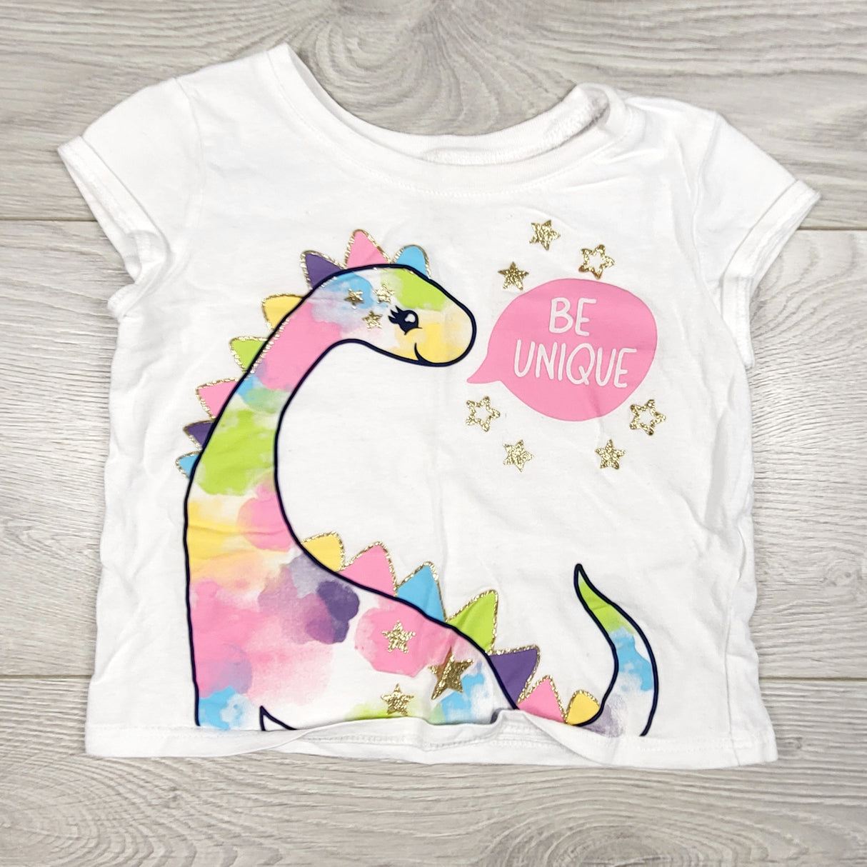 Children's Place white dinosaur t-shirt. Size 18-24 months