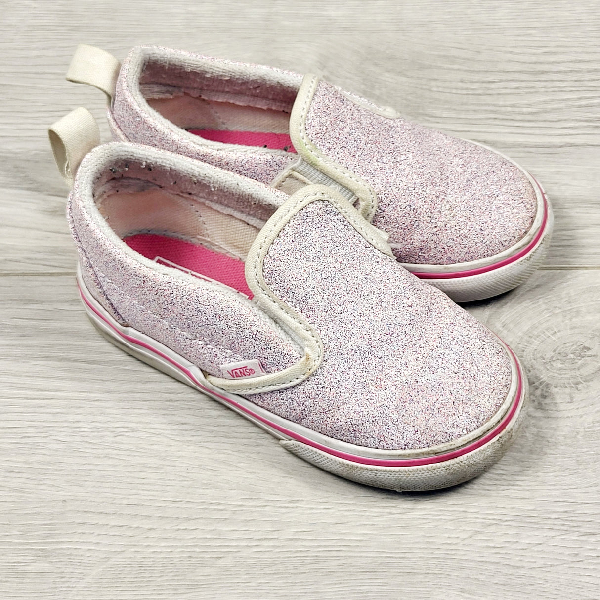 Vans pink sparkle slip-on shoes. Size 7