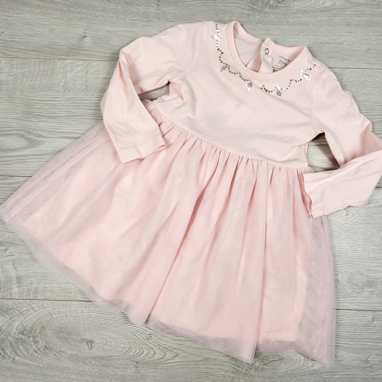 Carters pink dress with tulle skirting. Size 24 months