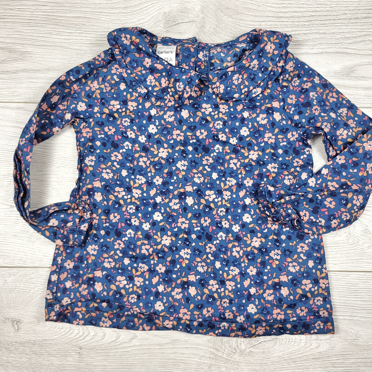 Carters blue floral print collared top. Size 2T