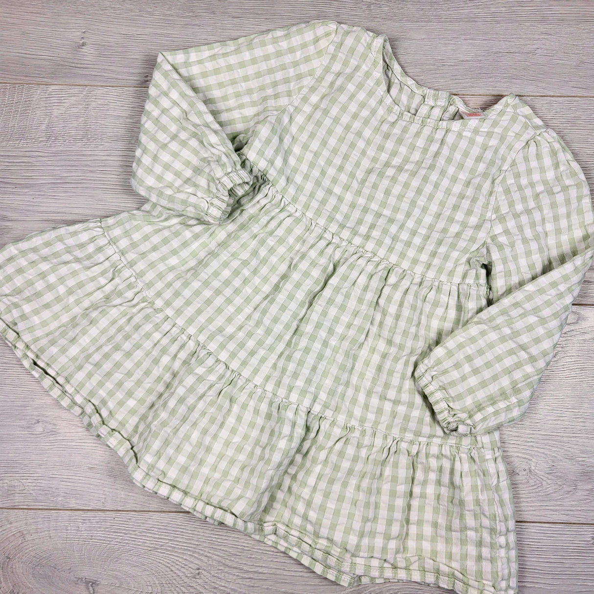 Joe green gingham long sleeve dress. Size 18-24 months