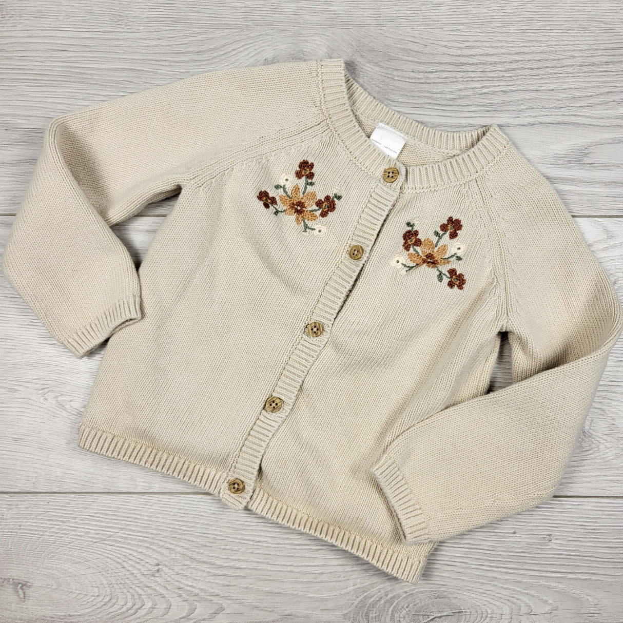 Carters beige floral embroidered cardigan sweater. Size 18 months