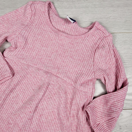 Old Navy pink rib knit sweater dress with sparkles. Size 18-24 months