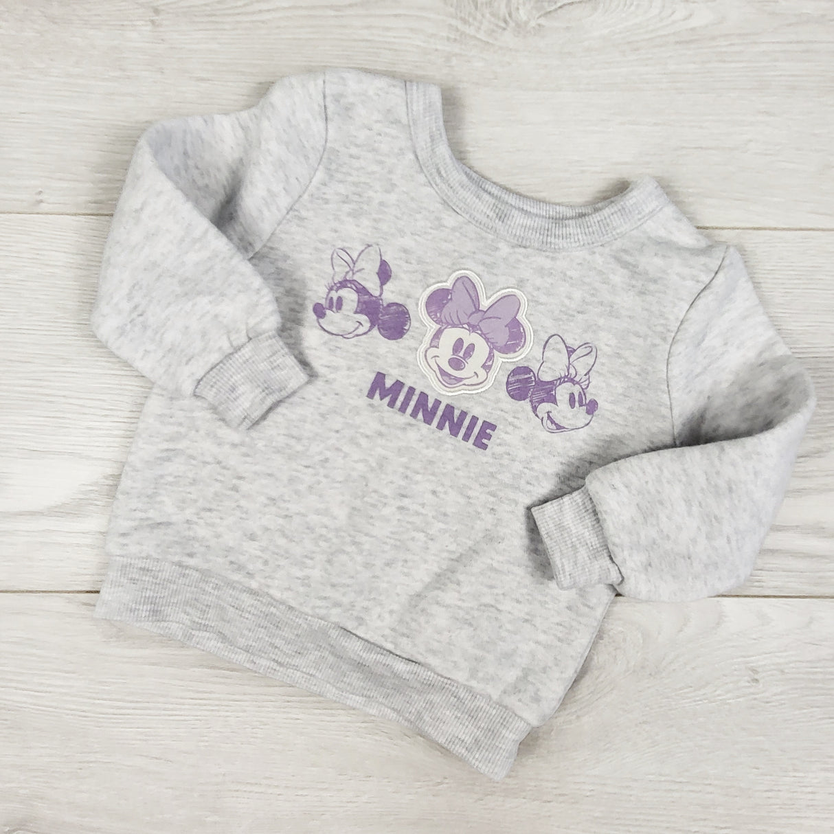 Disney grey fleecy lined Minnie Mouse sweatshirt. Size 6 months