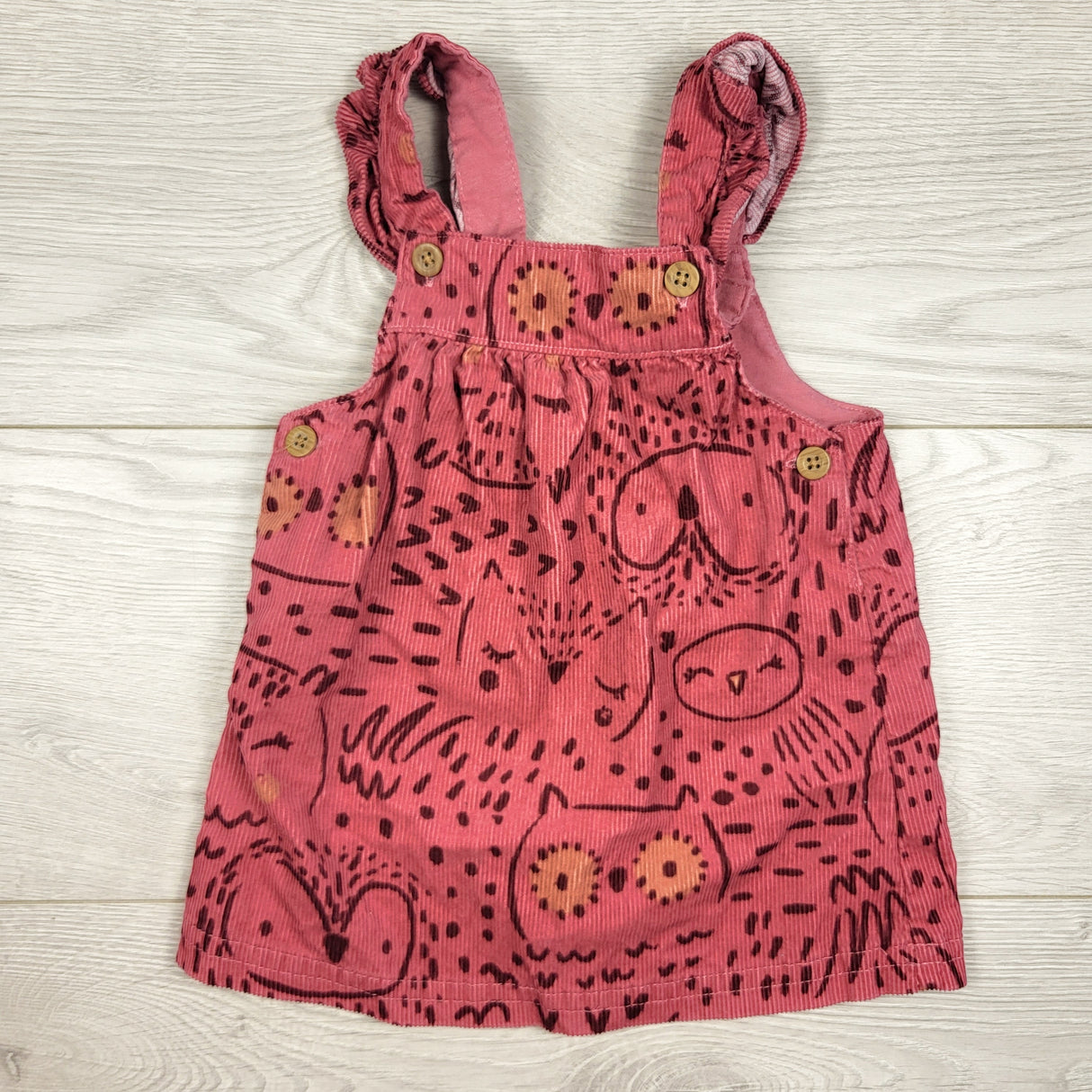 Carters pink owl print corduroy dress. Size 9 months