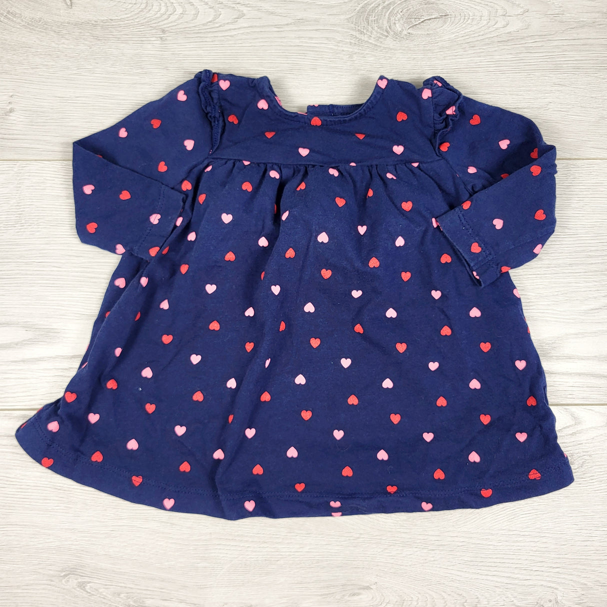Carters navy heart print dress. Size 6 months