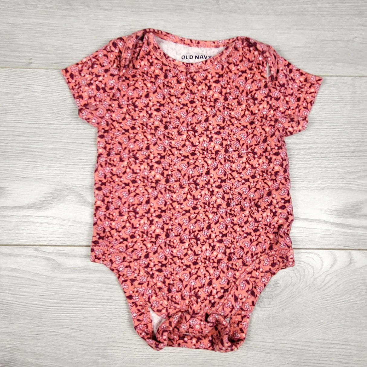 Old Navy pink floral print bodysuit. Size 3-6 months