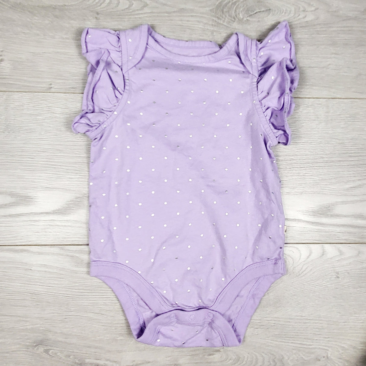 Gap purple polka dot bodysuit with ruffles. Size 6-12 months