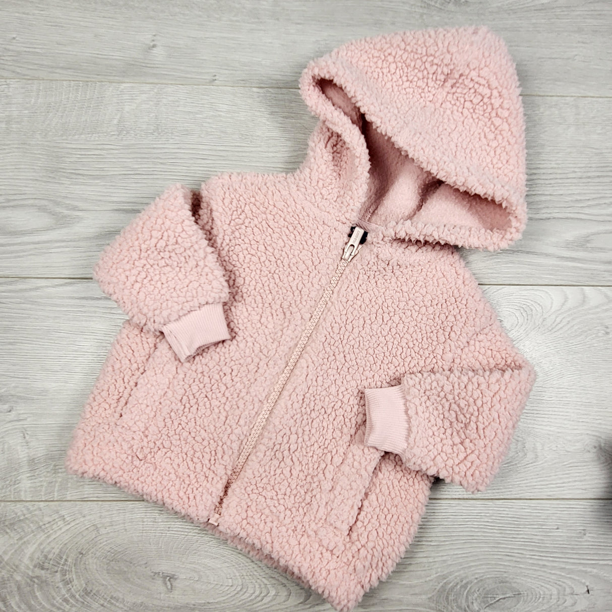 Old Navy pink hooded sherpa jacket. Size 3-6 months