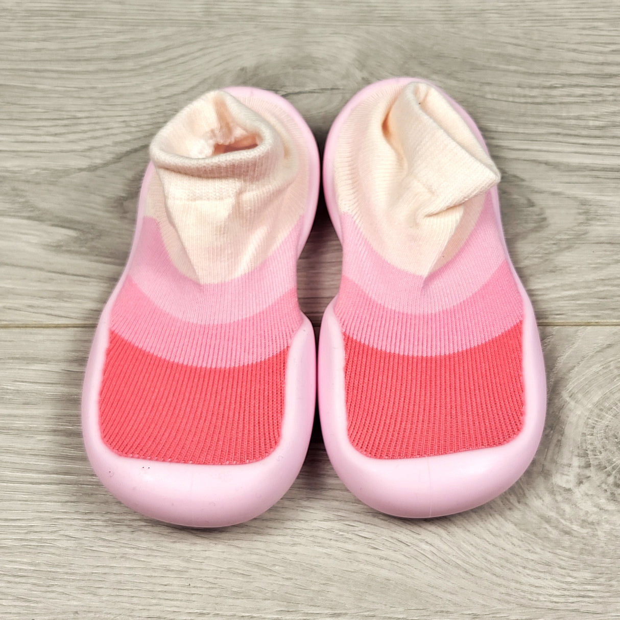 NEW - Tiny Explorings pink striped sock shoes. Size 8/9