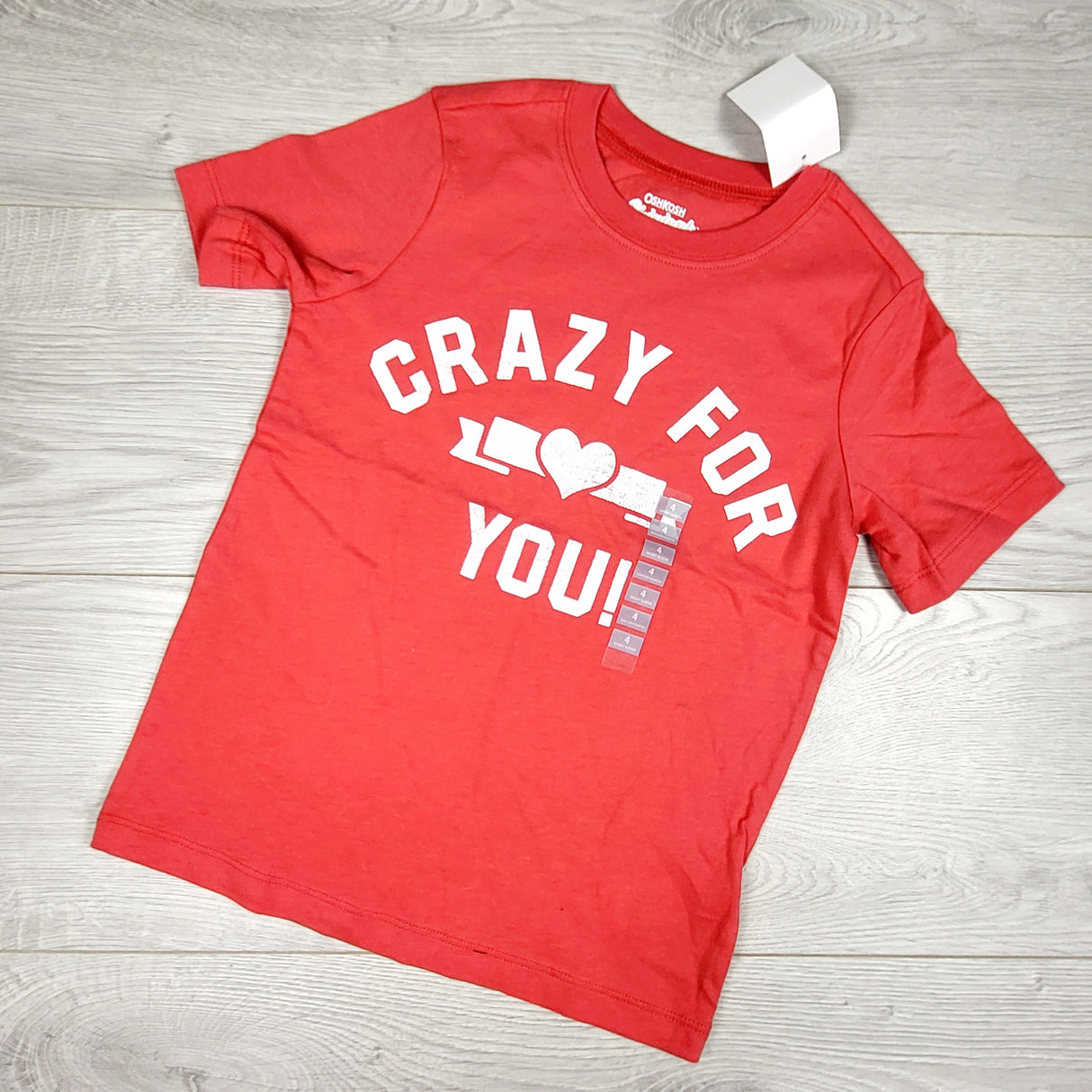 NEW - Oshkosh red "Crazy For You" t-shirt. Size 4T