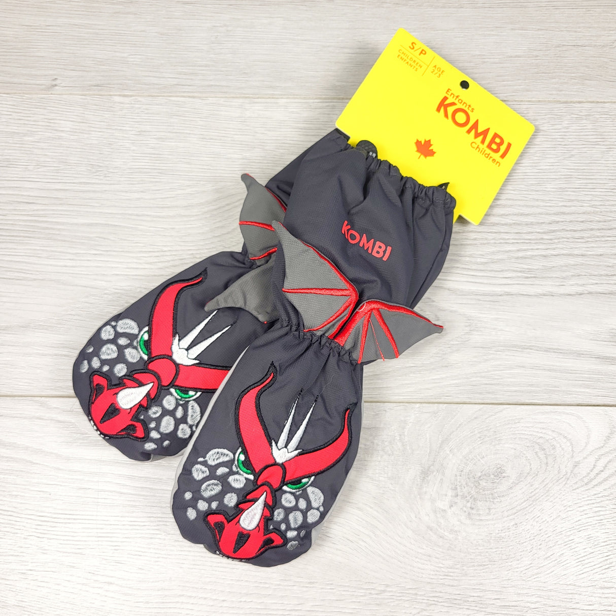 NEW - Kombi mittens with dragon. Size 2/3T