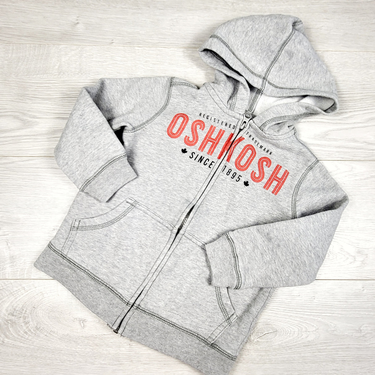 Oshkosh grey zip up hoodie. Size 4T