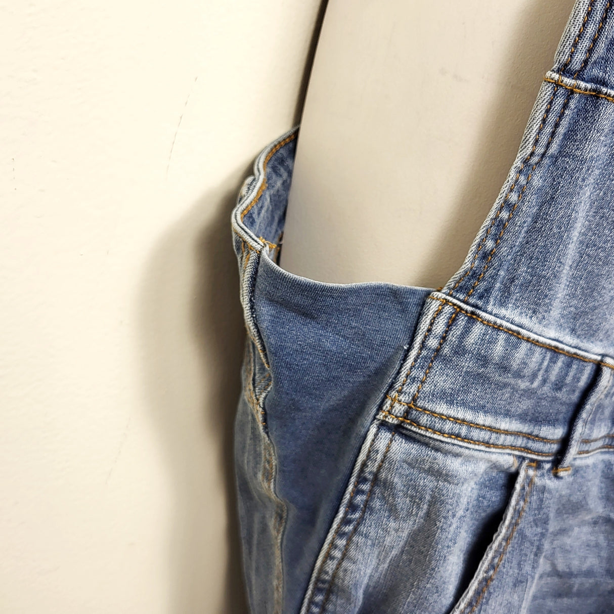 Paisley Sky denim maternity overalls. Size large