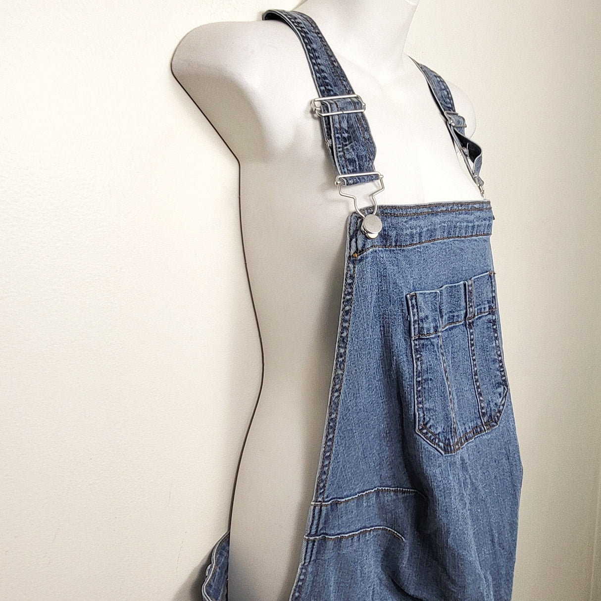 Paisley Sky denim maternity overalls. Size large