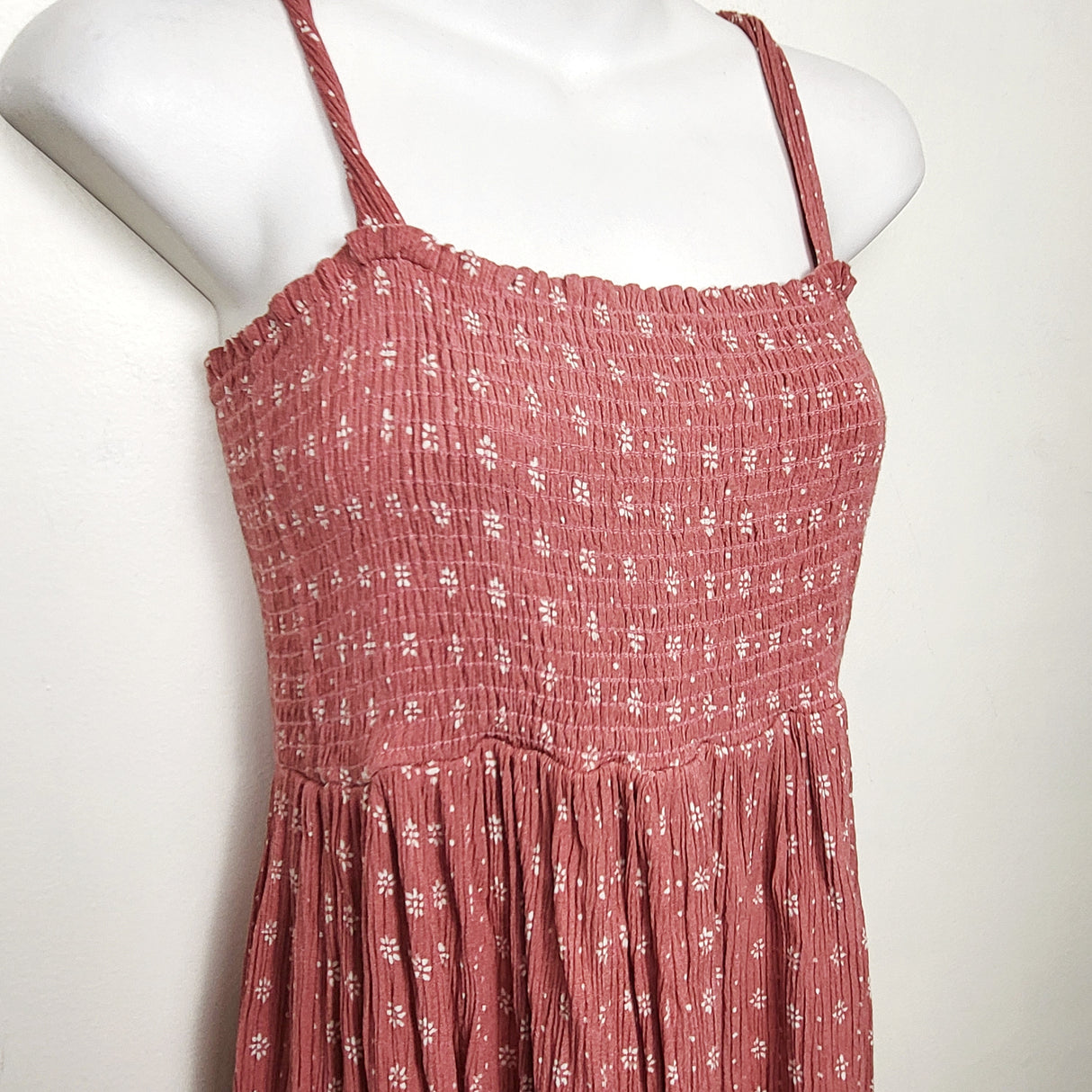 Hello Miz pink smocked floral print maternity dress. Size large