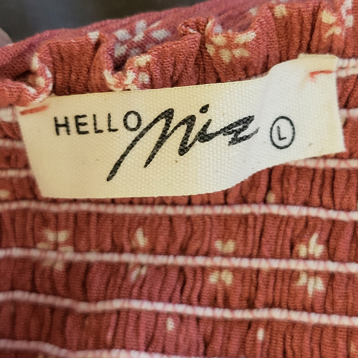 Hello Miz pink smocked floral print maternity dress. Size large