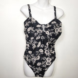 Ripe Maternity black floral print maternity one piece swimsuit. Size Large