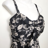 Ripe Maternity black floral print maternity one piece swimsuit. Size Large