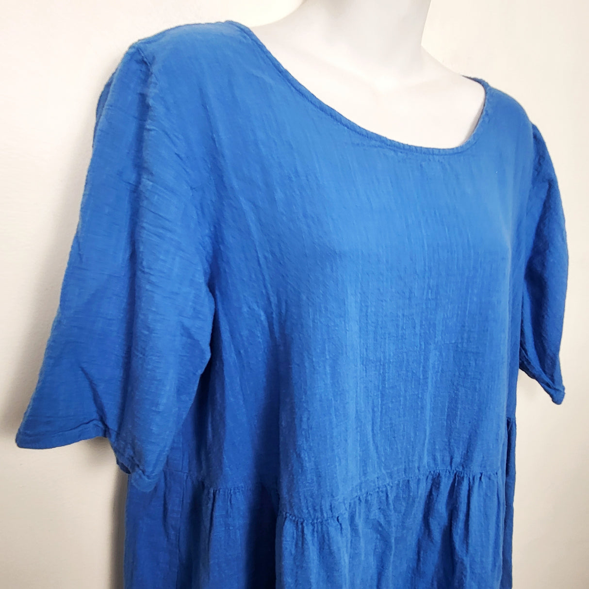 Orientique blue muslin cotton maternity dress. Size large