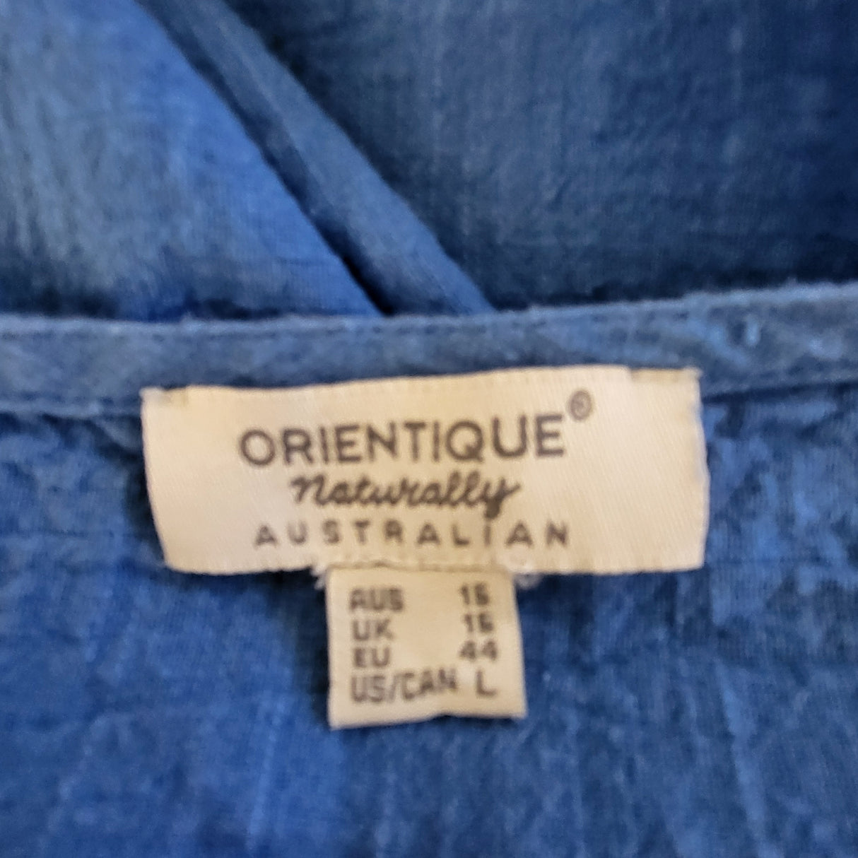 Orientique blue muslin cotton maternity dress. Size large