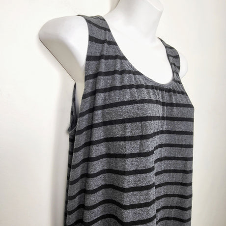 Au Fait Mama grey and black striped maternity bamboo tank top. Size large