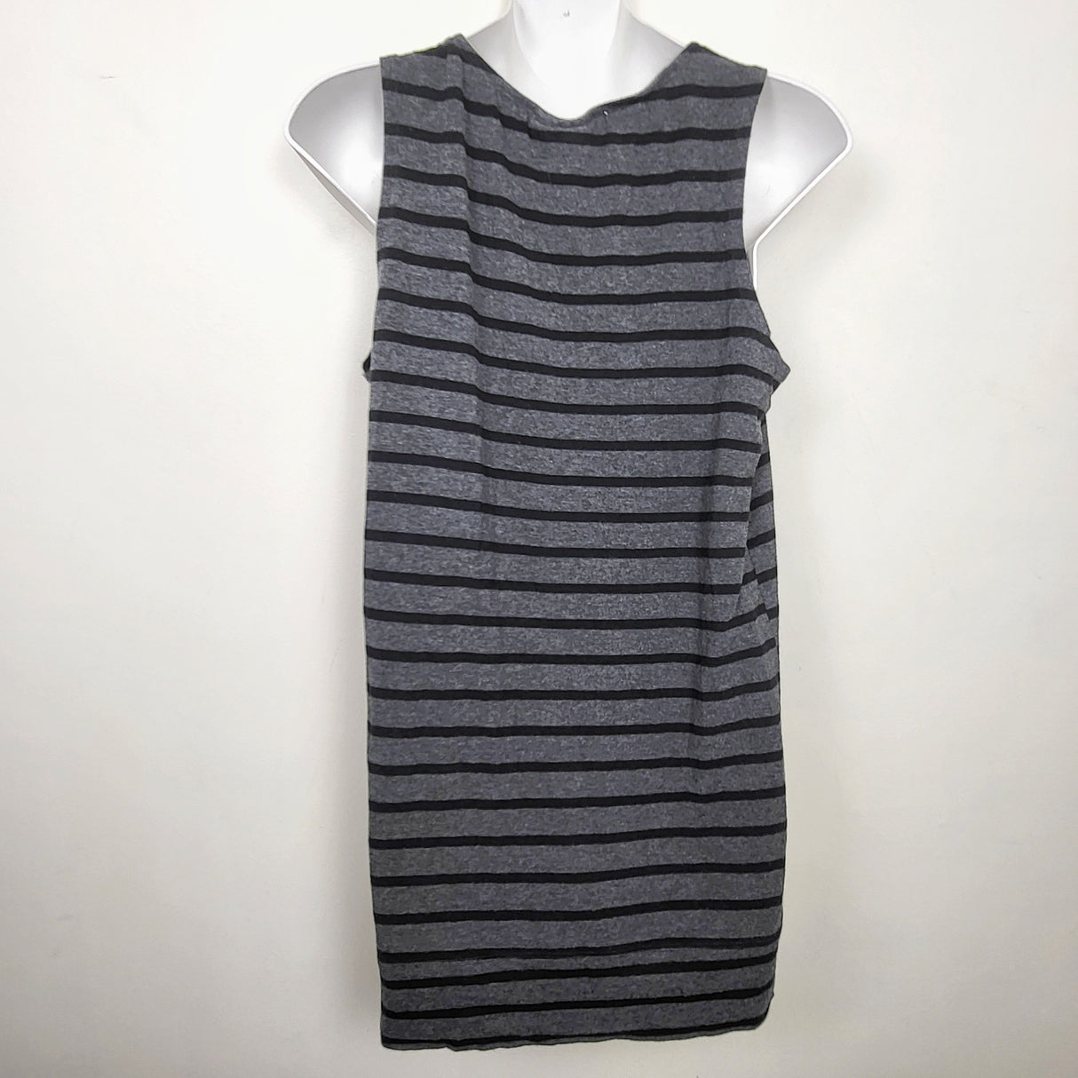 Au Fait Mama grey and black striped maternity bamboo tank top. Size large