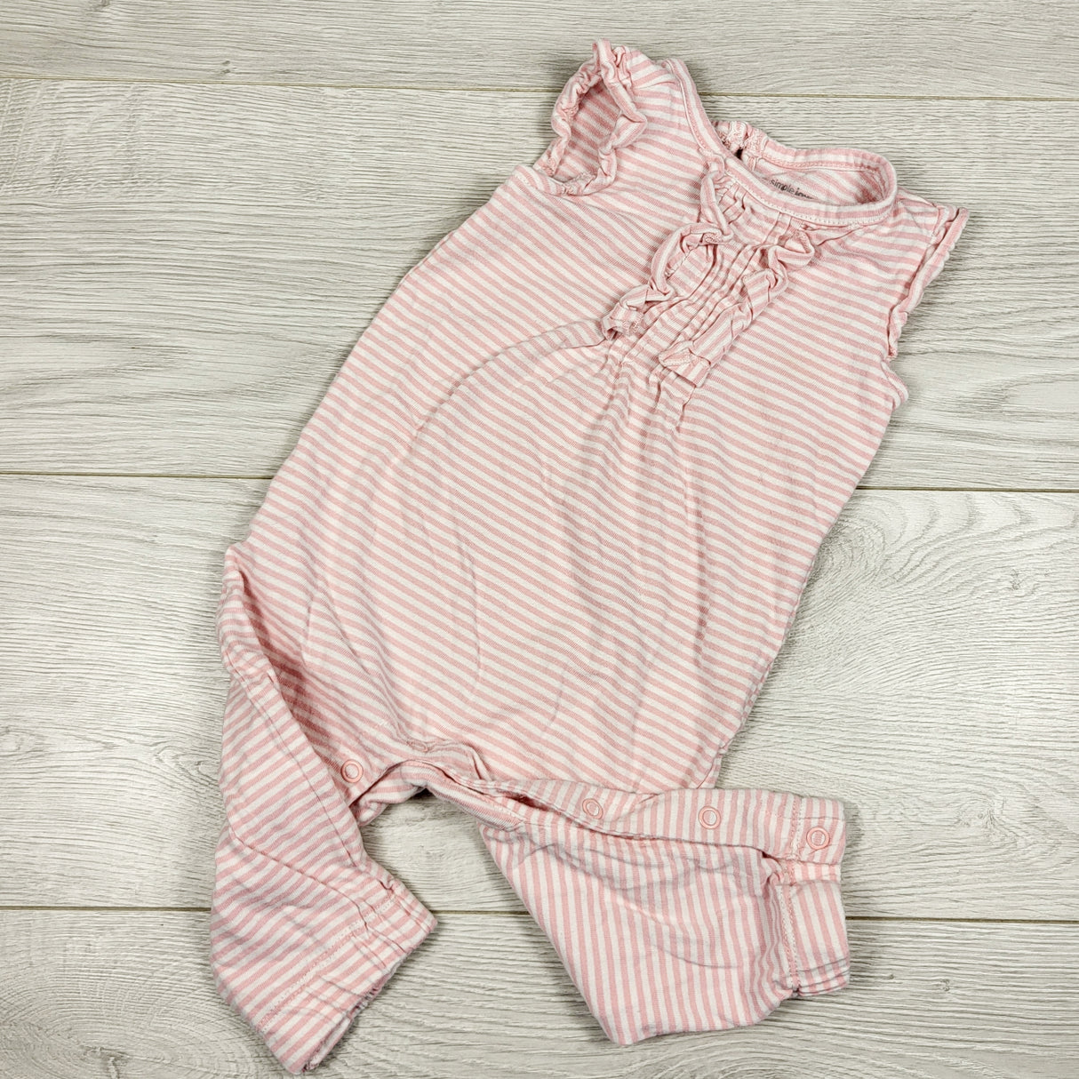 Simple Joys pink striped jumpsuit. Size 3-6 months