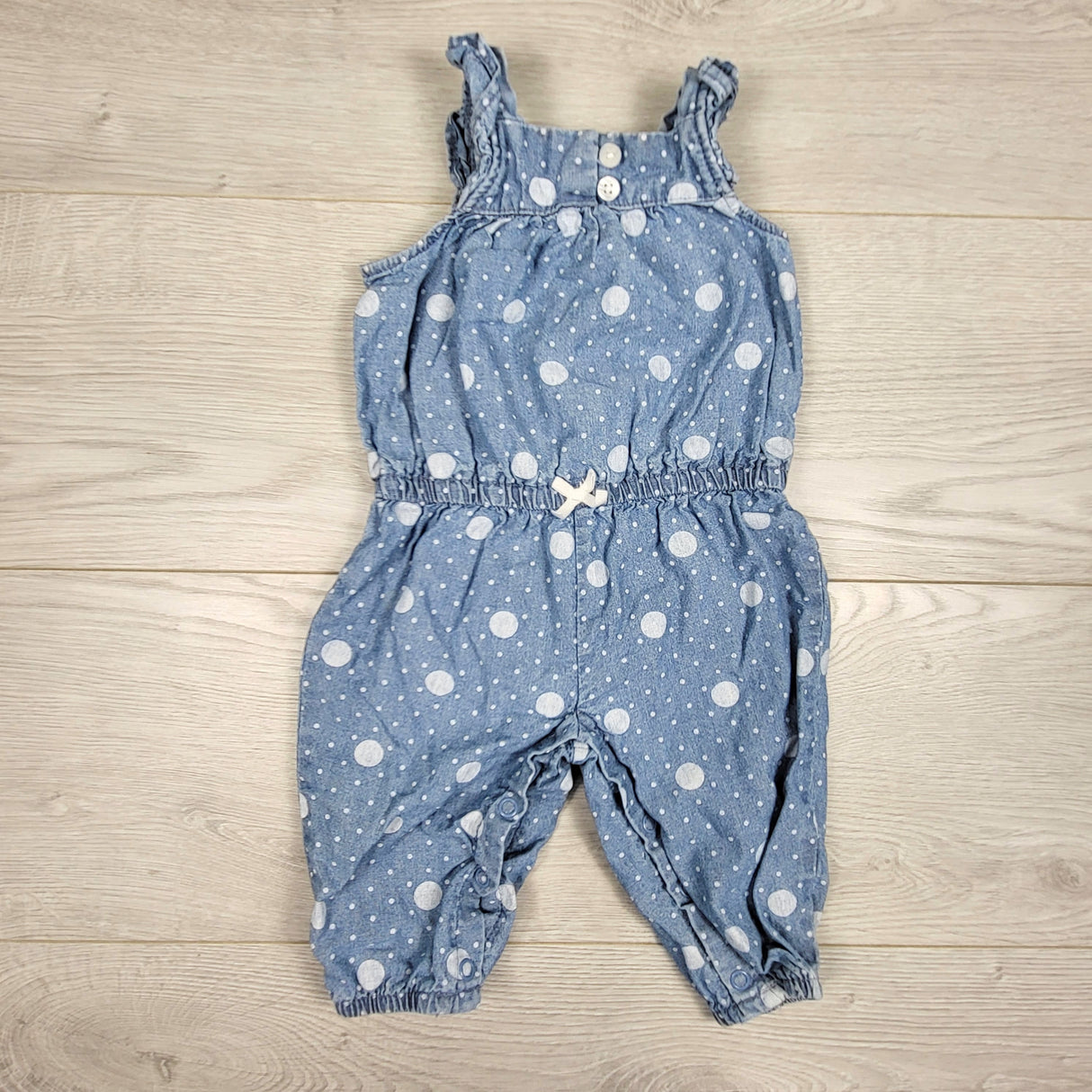 Carters chambray polka dot romper. Size 3 months
