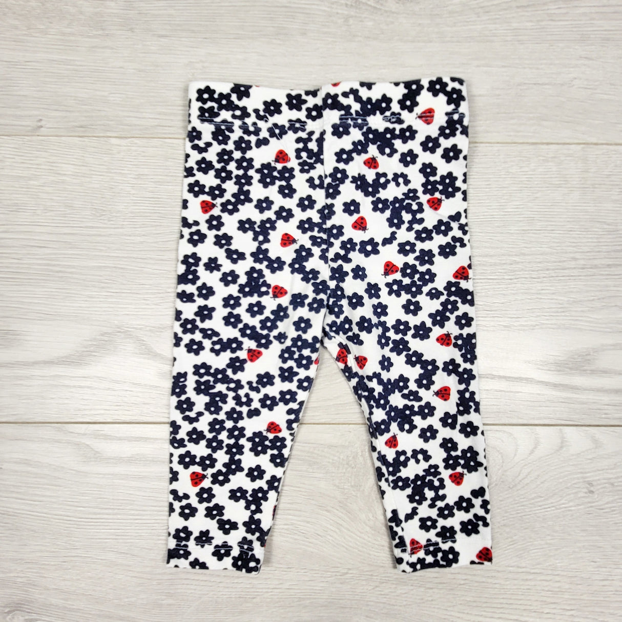Joe floral print leggings with ladybugs. Size 3-6 months