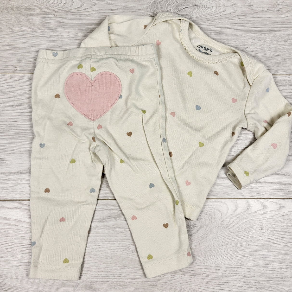 Child of Mine 2pc PJs with hearts. Size 3-6 months