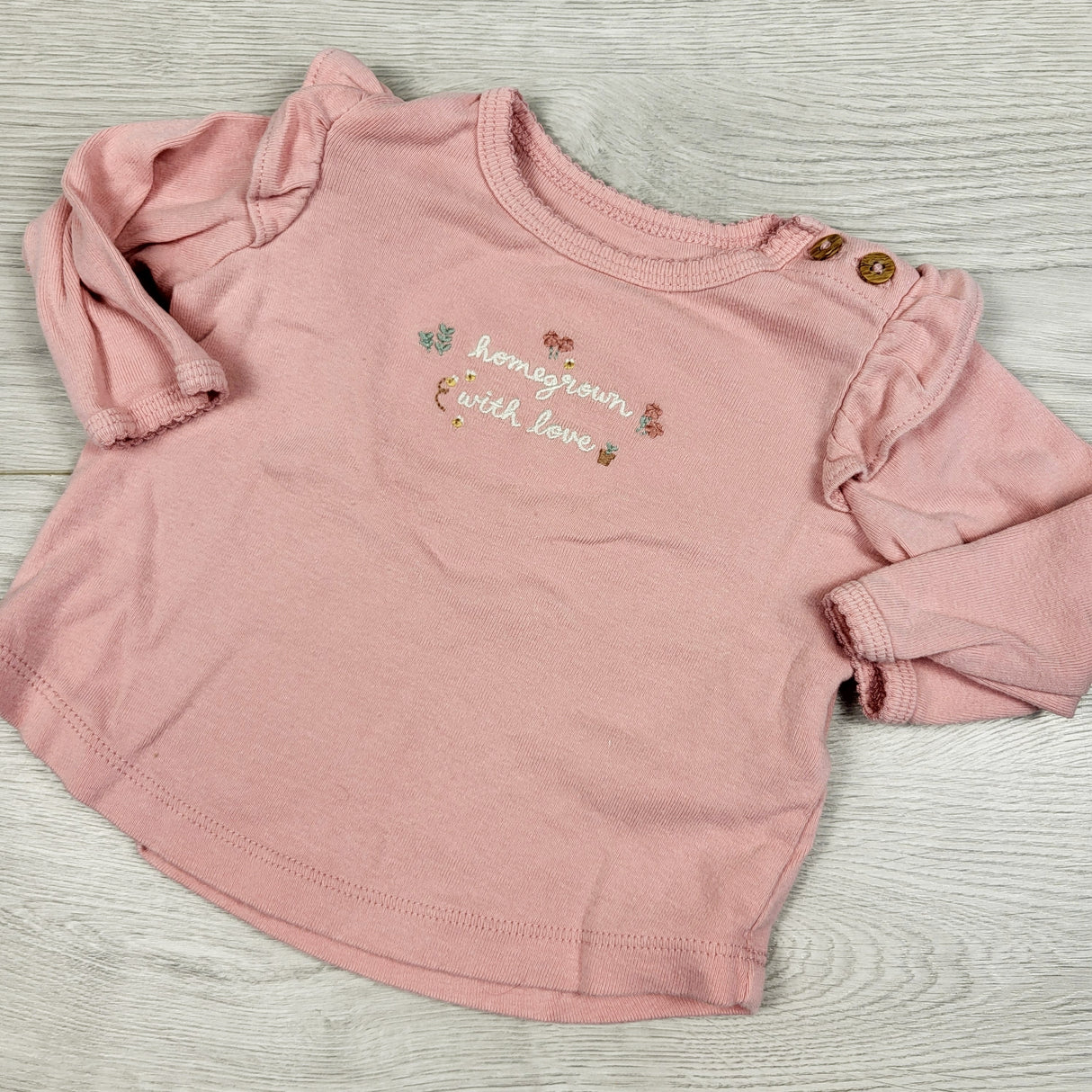 Carters pink "Homegrown with Love" top. Size 3 months