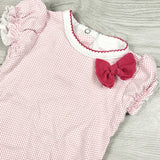 Blue Banana pink polka dot bodysuit. Size 6 months