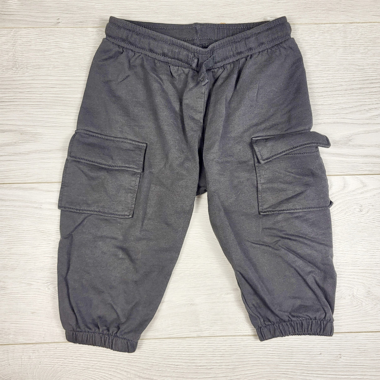 H and M dark grey organic cotton cargo pants. Size 9-12 months