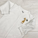Minicoco white cotton seeper with giraffe. Size 3-6 months