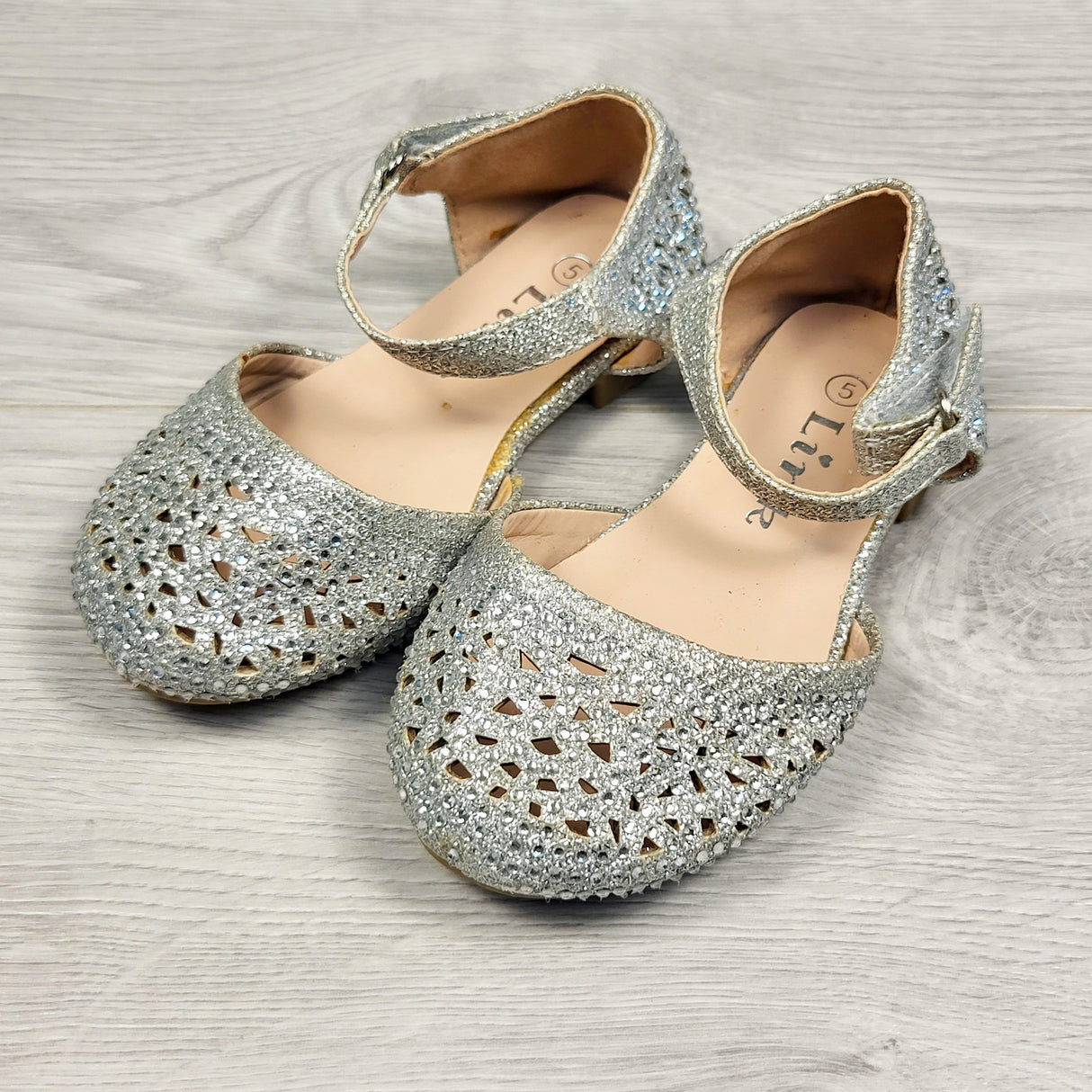 Link silver bejeweled shoes. Size 5