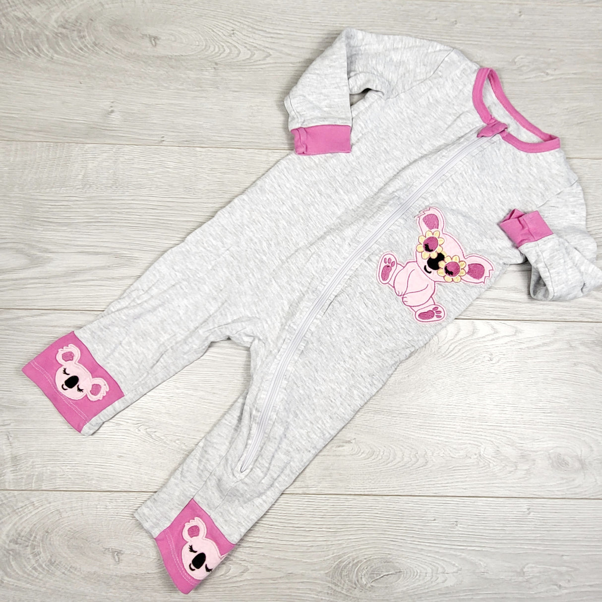 Koala Baby grey zippered sleeper with koala. Size 18 months
