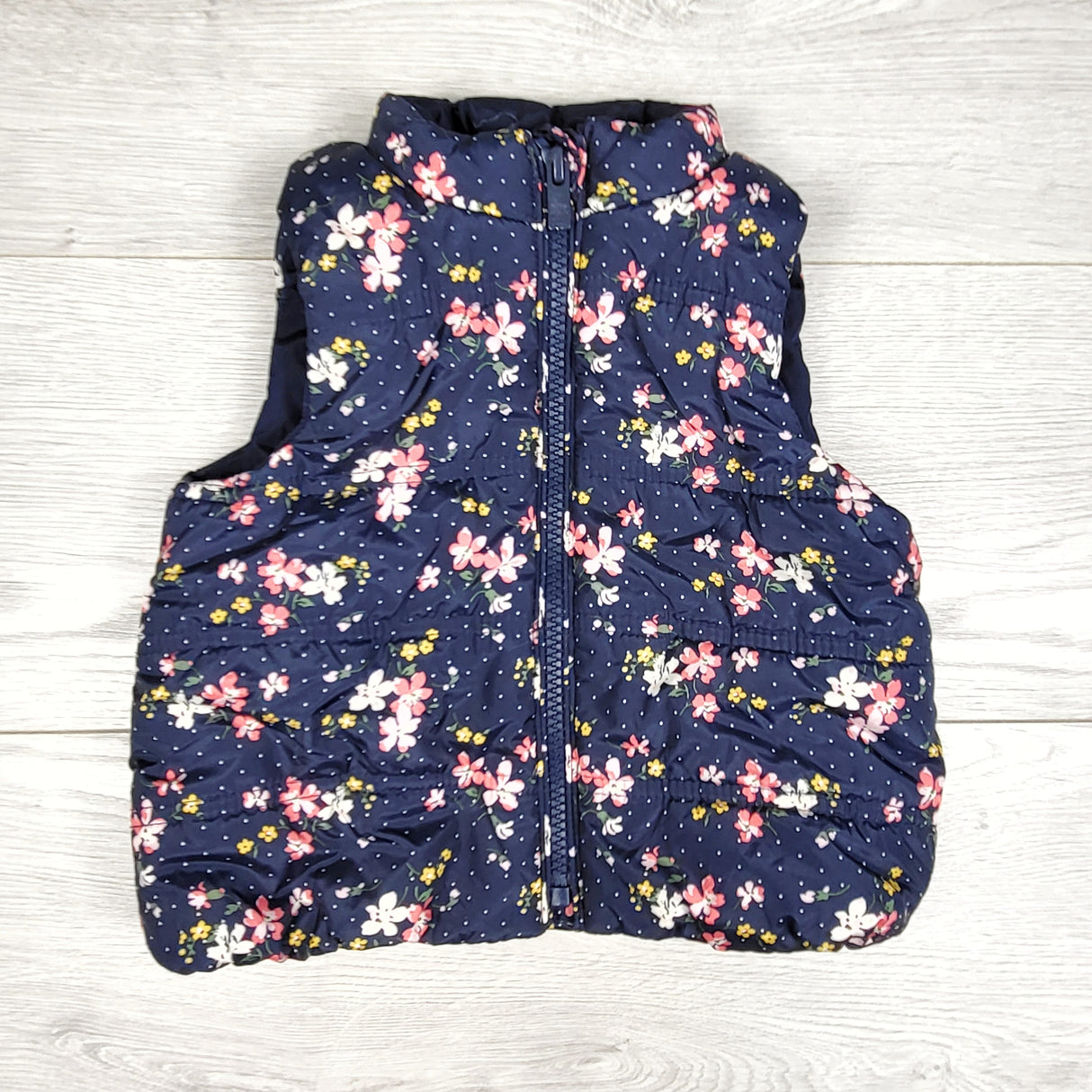 Gap navy floral print "cold control" vest. Size 12-18 months