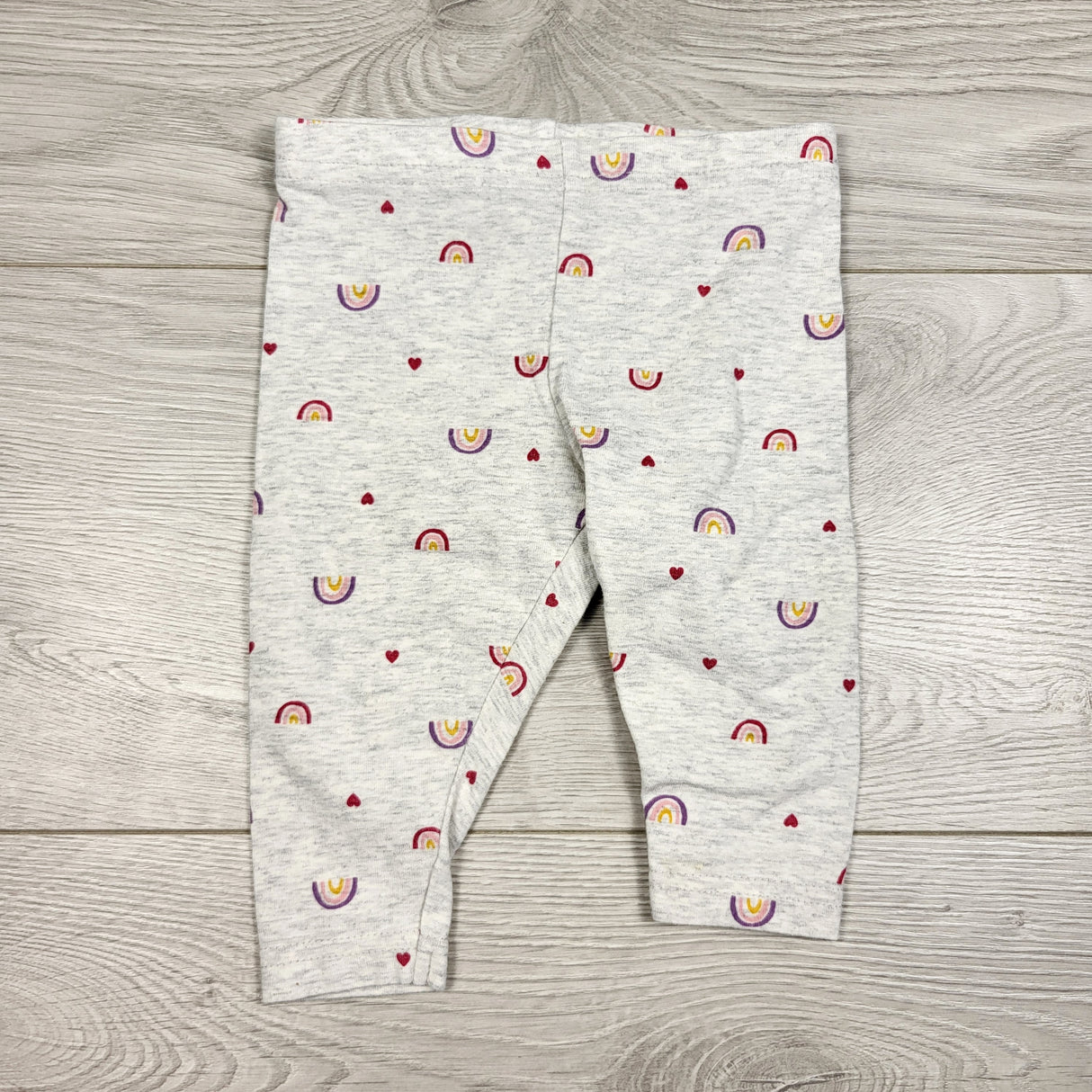 Child of Mine grey leggings with rainbows. Size 3-6 months